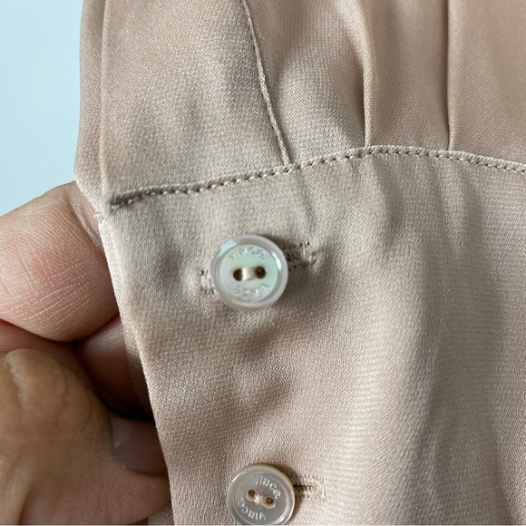 Vince silk Vneck draped flowy blouse vintage rose - Picture 3 of 5